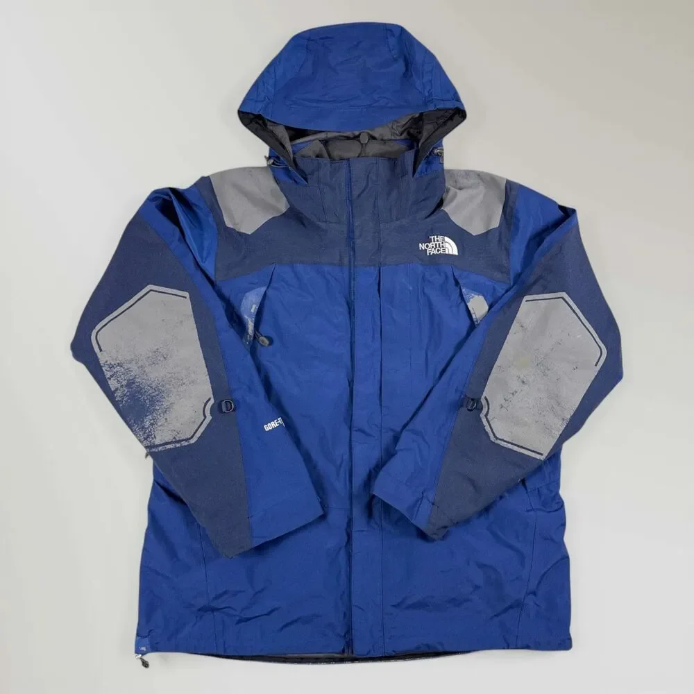 Vintage North Face Mens Summit Series Gore-Tex Jacket Blue Hooded Shell Size Lrg